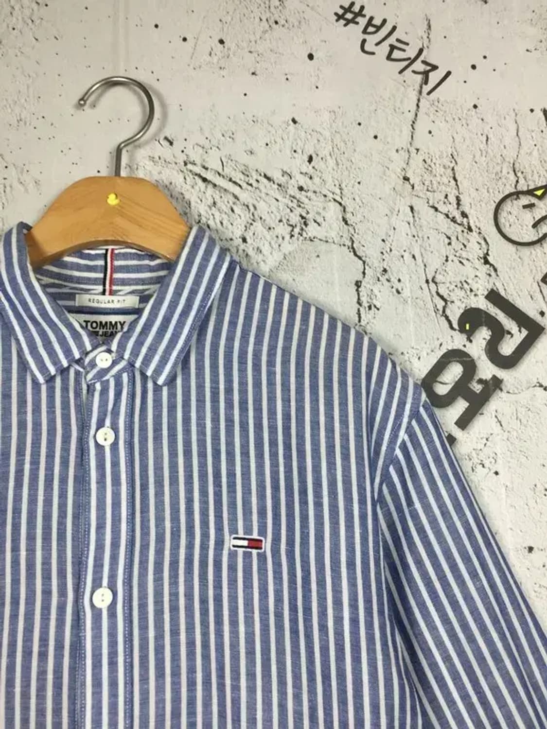 타미힐피거 데님 셔츠 스트라이프 네이비 S 1100390 상품이미지4