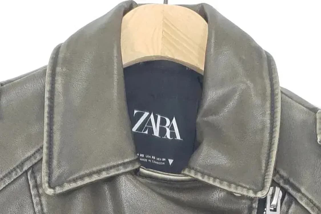 자라 ZARA 레더 크롭 바이커 자켓 오버핏 그레이 3400072 상품이미지5