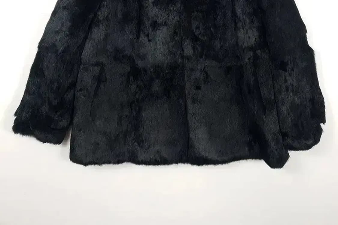 LEEGA 100% 리얼 토끼털 반코트 블랙 3400094 상품이미지4