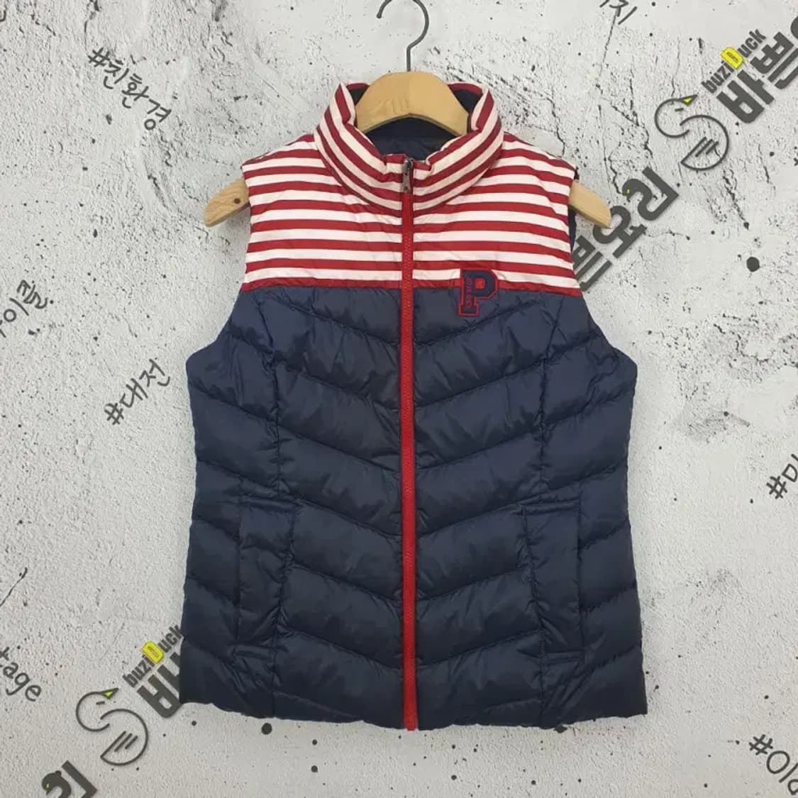 JDX 덕다운 골프 패딩 조끼 스트라이프 네이비 3400098 상품이미지1