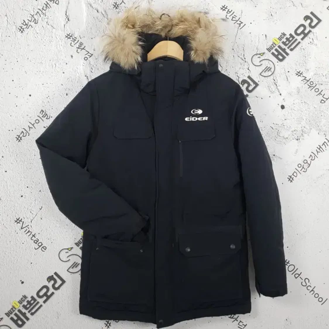 EIDER 아이더 사파리 네이비 라쿤퍼 덕다운 패딩 블랙 3400095 상품이미지1