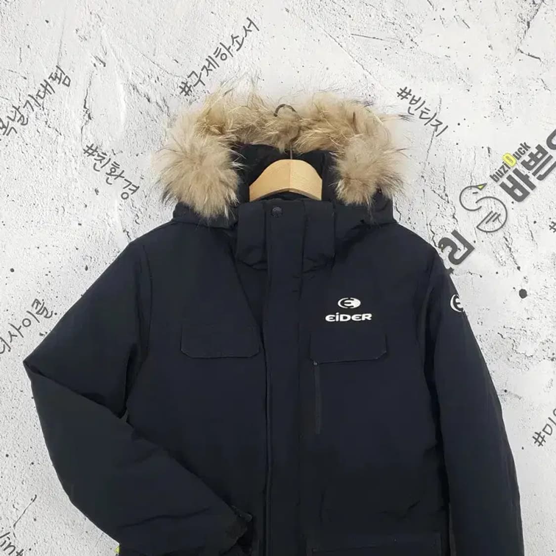 EIDER 아이더 사파리 네이비 라쿤퍼 덕다운 패딩 블랙 3400095 상품이미지3