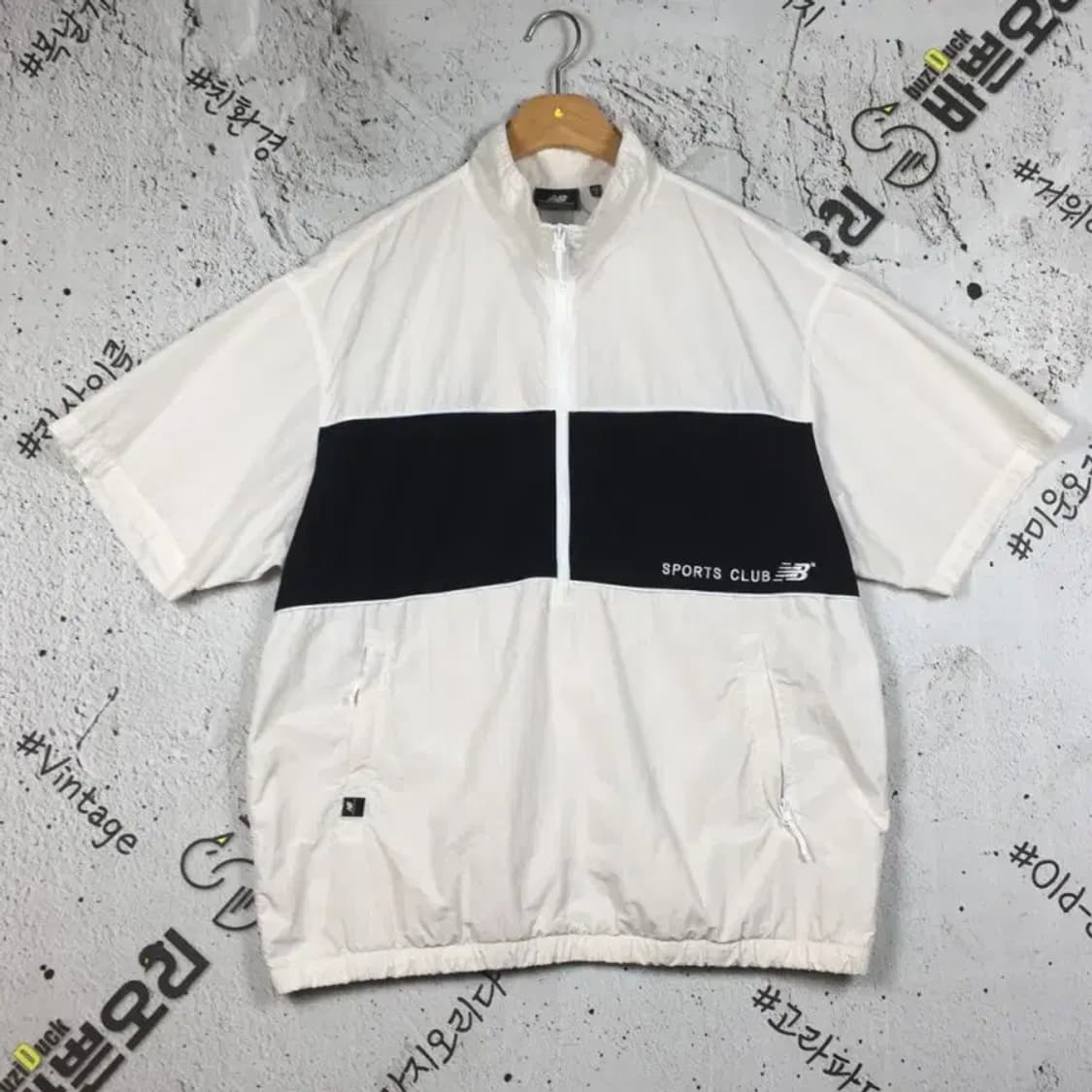 뉴발란스 배색 반팔 아노락 하프집업 화이트 M 3800220 상품이미지1