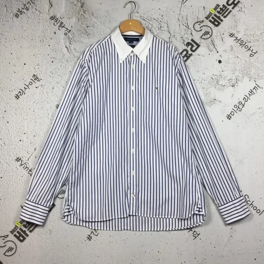 타미힐피거 자수로고 셔츠 네이비 스트라이프 L 1100397 상품이미지1