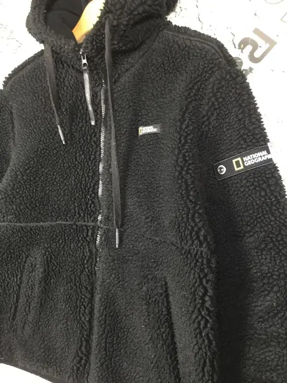 내셔널지오그래픽 와펜 뽀글이 후리스 후드 집업 블랙 S 3400145 상품이미지5