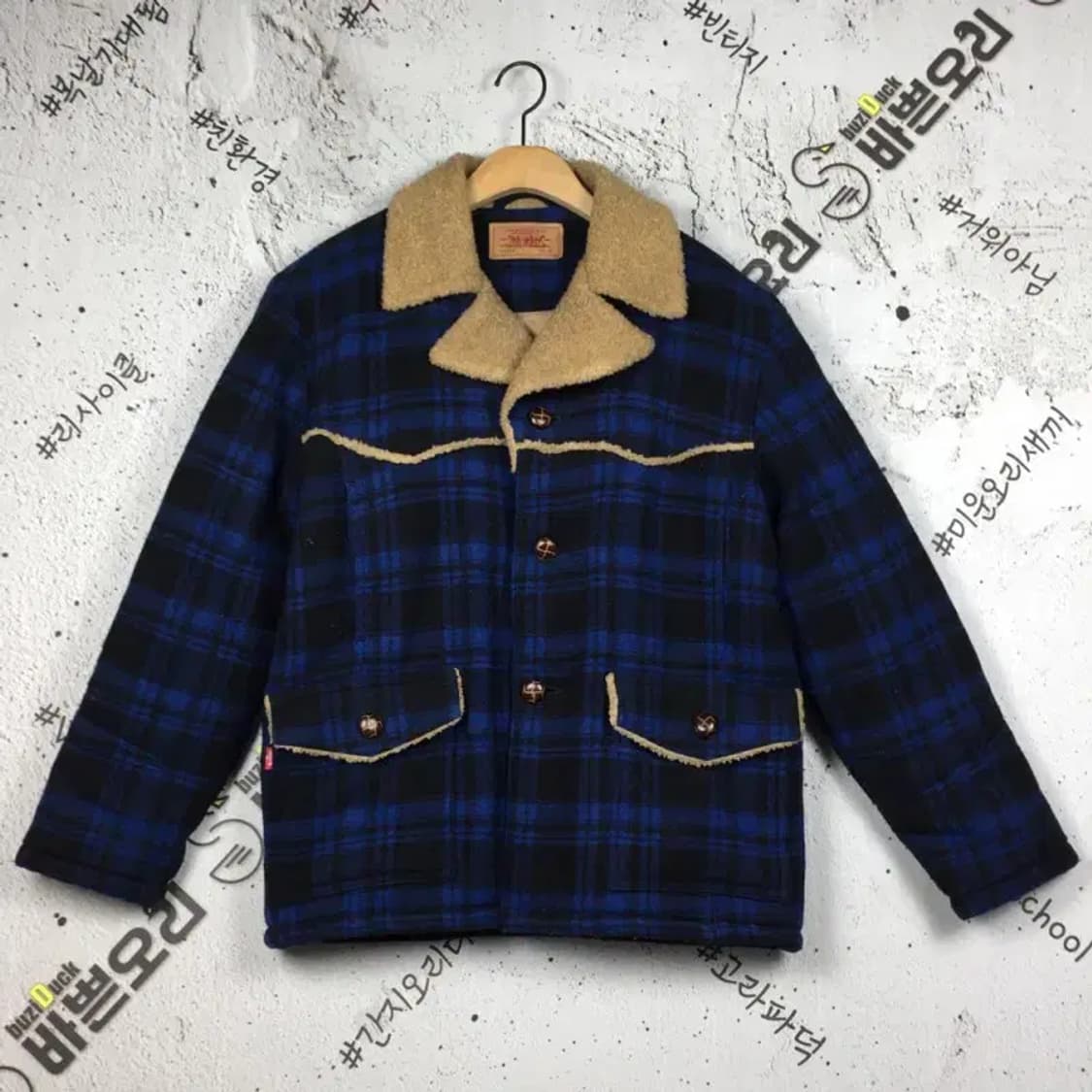[JPN] 리바이스 타탄체크 양털 점퍼 자켓 네이비 M 3400157 상품이미지1