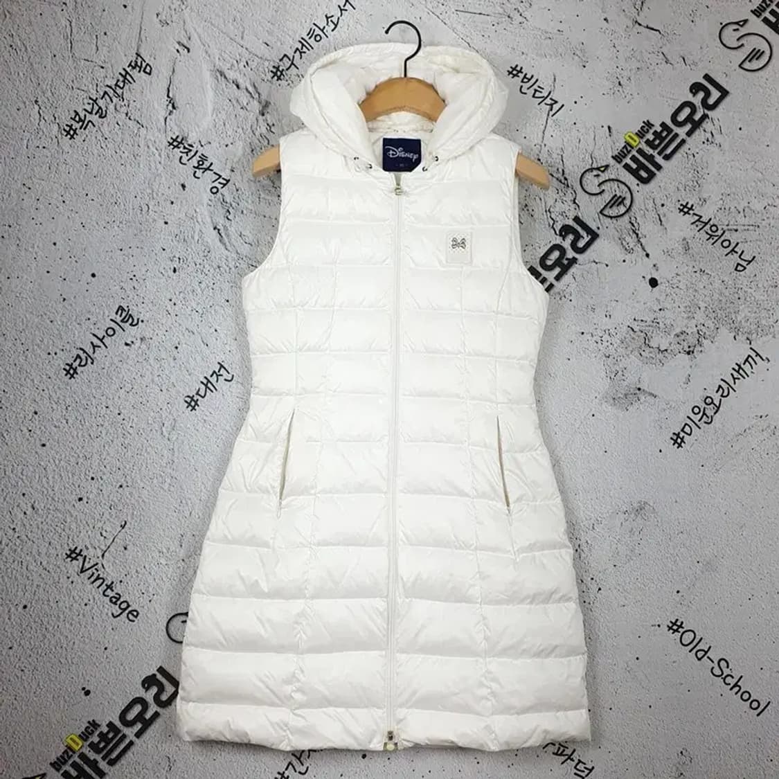 디즈니 DISNEY 퀄팅 덕다운 롱패딩 조끼 화이트 3400126 상품이미지1