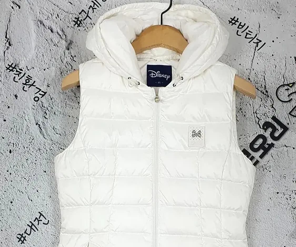 디즈니 DISNEY 퀄팅 덕다운 롱패딩 조끼 화이트 3400126 상품이미지4