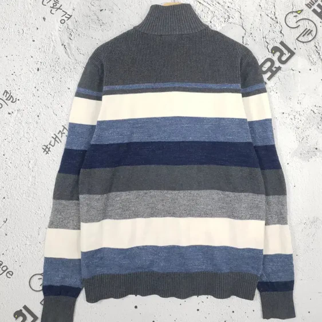 헤지스 스트라이프 모크넥 니트 집업 가디건 95 2400024 상품이미지2