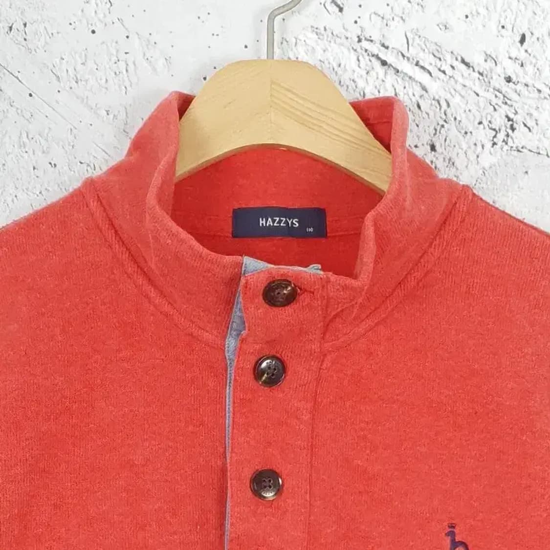 헤지스 HAZZYS 헨리넥 니트 스웨터 코랄 110 2400039 상품이미지4