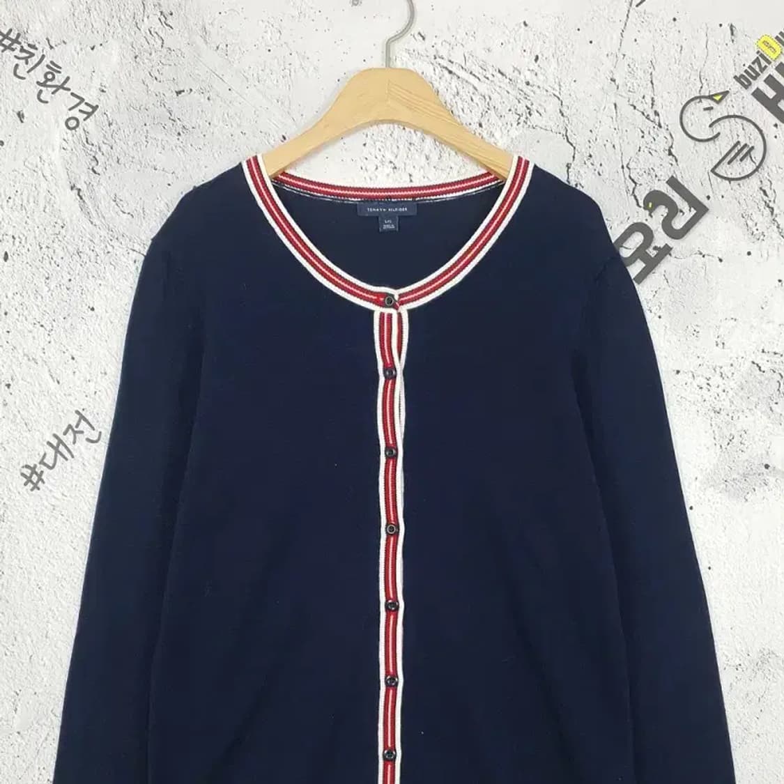 타미힐피거 TOMMY 라운드 여성 가디건 네이비 L 2400040 상품이미지3