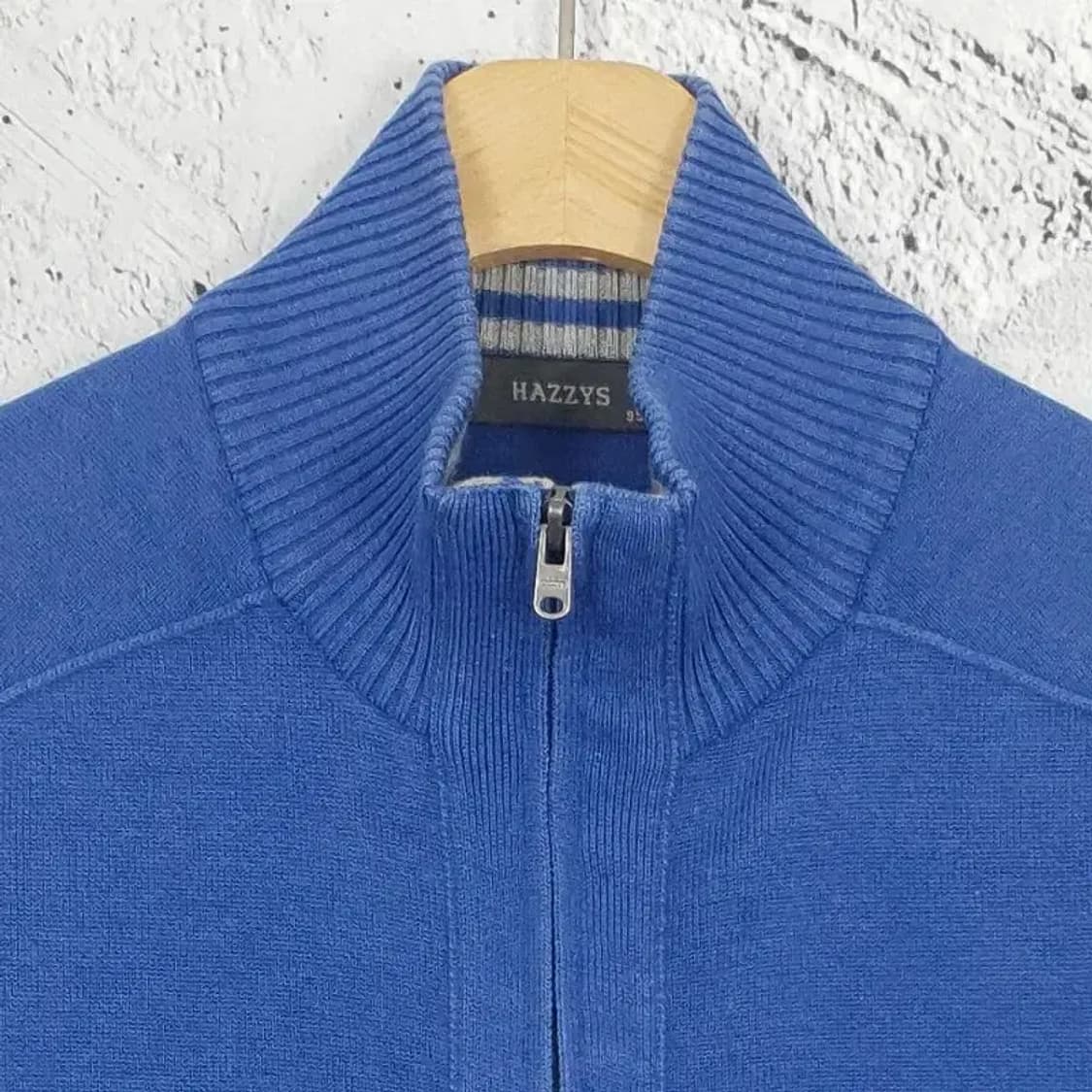 헤지스 HAZZYS 모크넥 니트집업 가디건 블루 95 2400027 상품이미지4