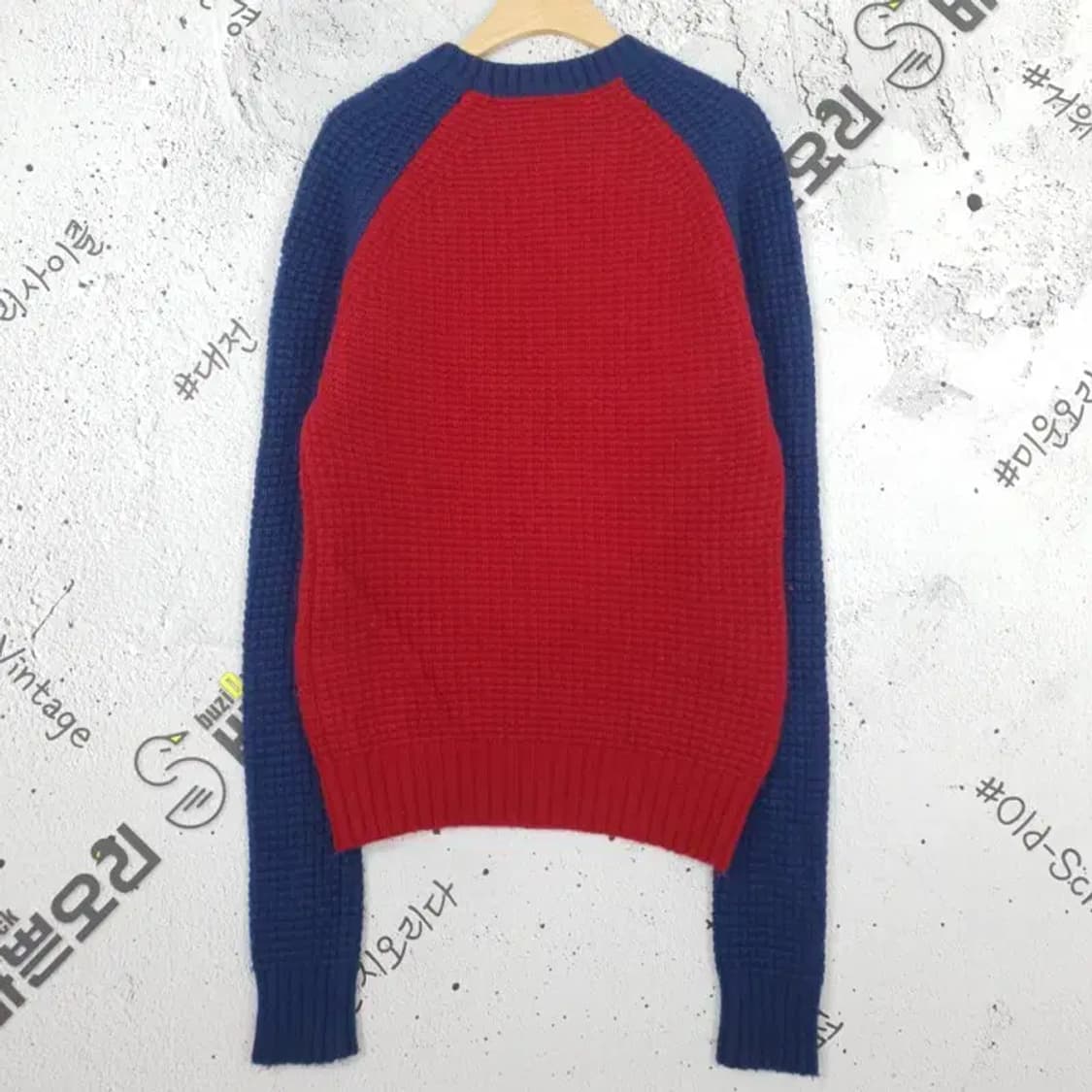 라코스테 LACOSTE 와플 크루넥 니트 레드 블루 3 2400008 상품이미지2