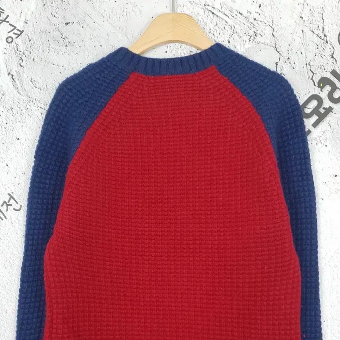 라코스테 LACOSTE 와플 크루넥 니트 레드 블루 3 2400008 상품이미지5