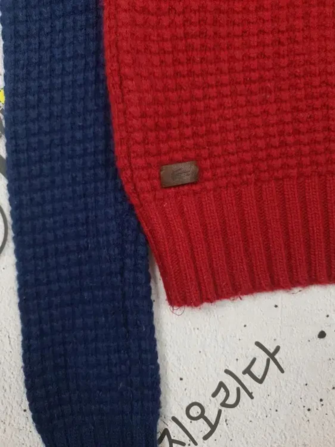 라코스테 LACOSTE 와플 크루넥 니트 레드 블루 3 2400008 상품이미지7