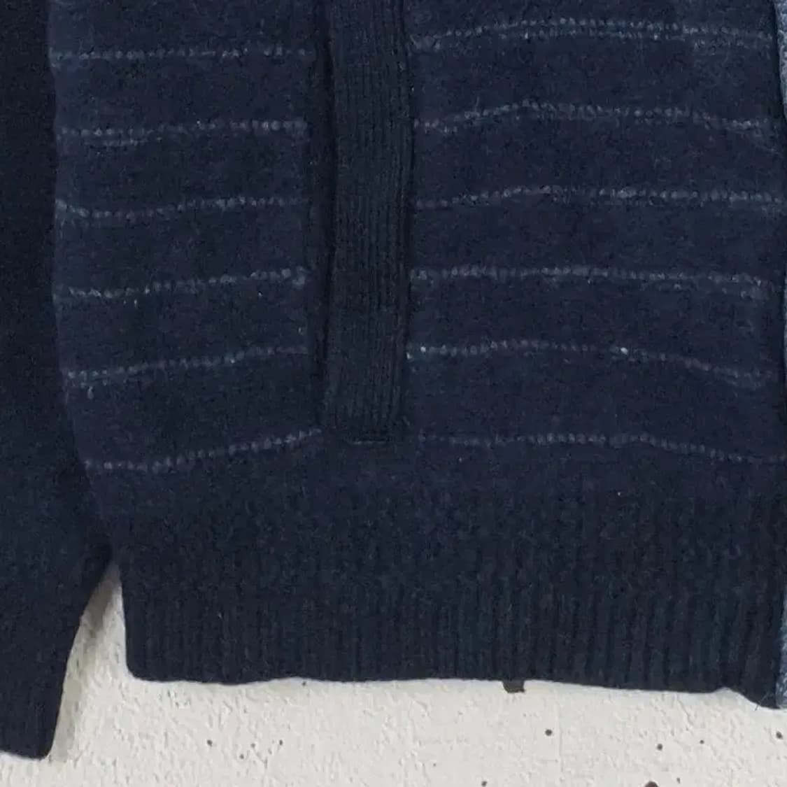 헤지스 집업니트 가디건 모크넥 배색 네이비 110 2400033 상품이미지5