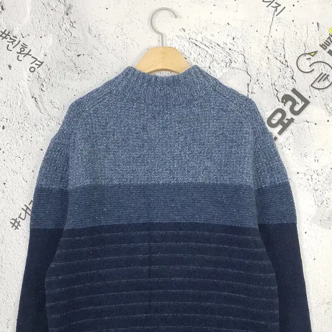 헤지스 집업니트 가디건 모크넥 배색 네이비 110 2400033 상품이미지6