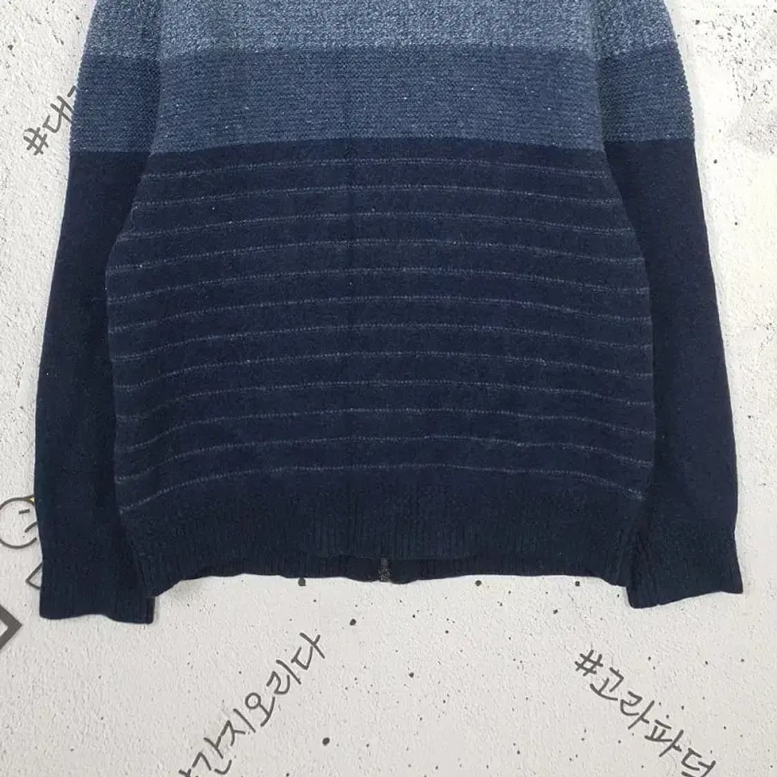 헤지스 집업니트 가디건 모크넥 배색 네이비 110 2400033 상품이미지7