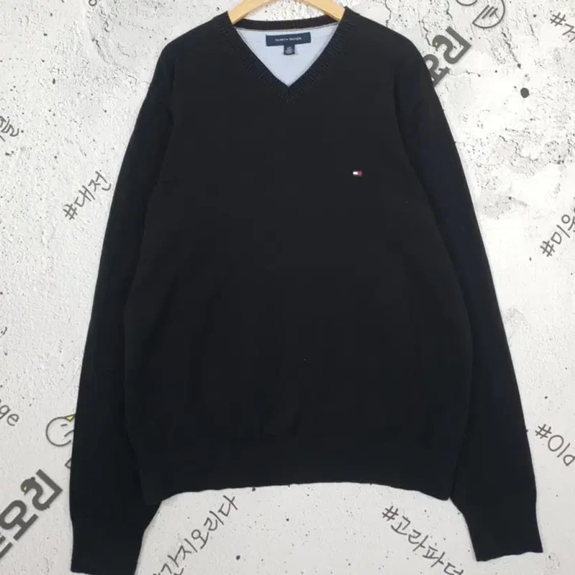 타미힐피거 TOMMY HILFIGER V넥 니트 블랙 L 2400012 상품이미지1