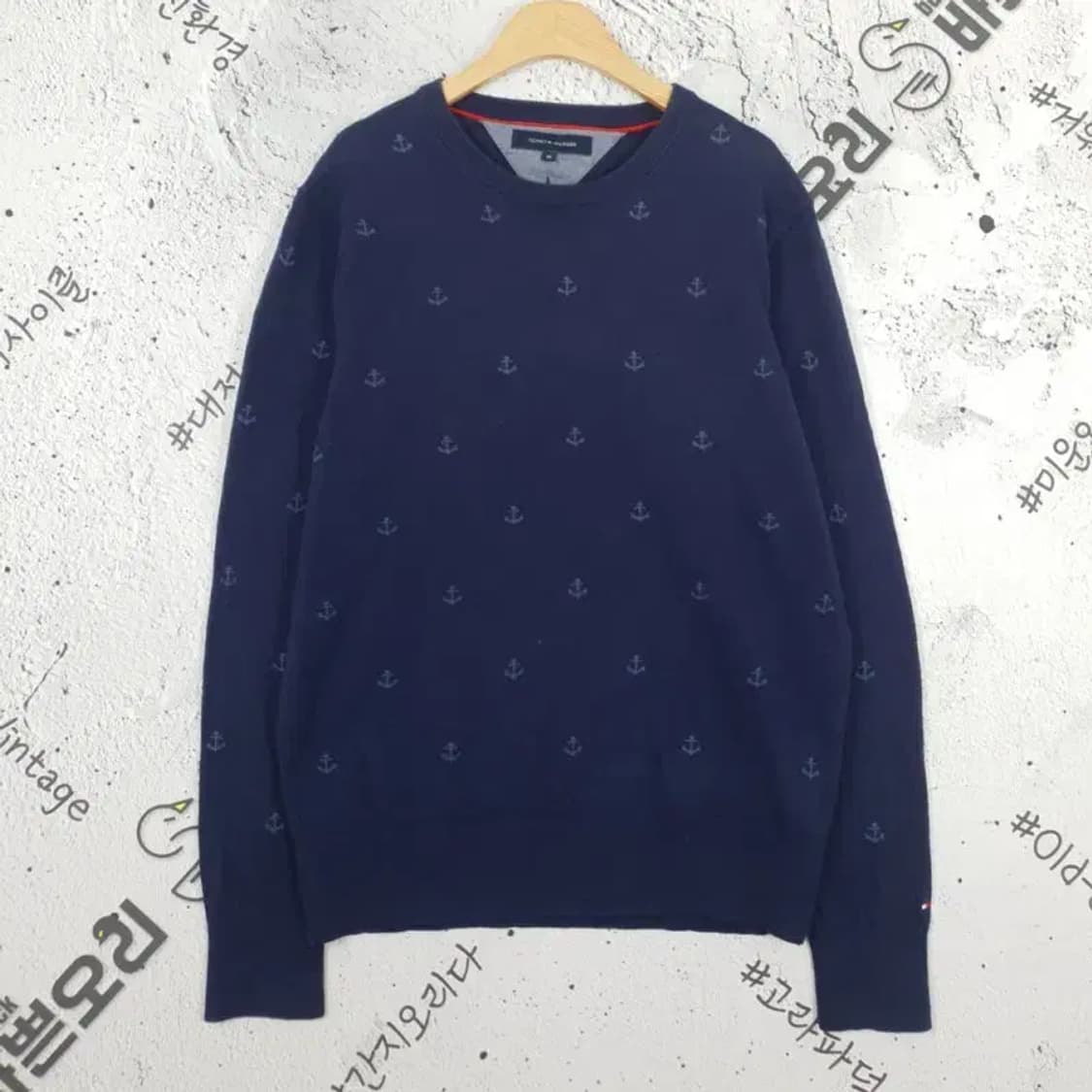 타미힐피거 TOMMY라운드 닻 니트 네이비 M 2400013 상품이미지1