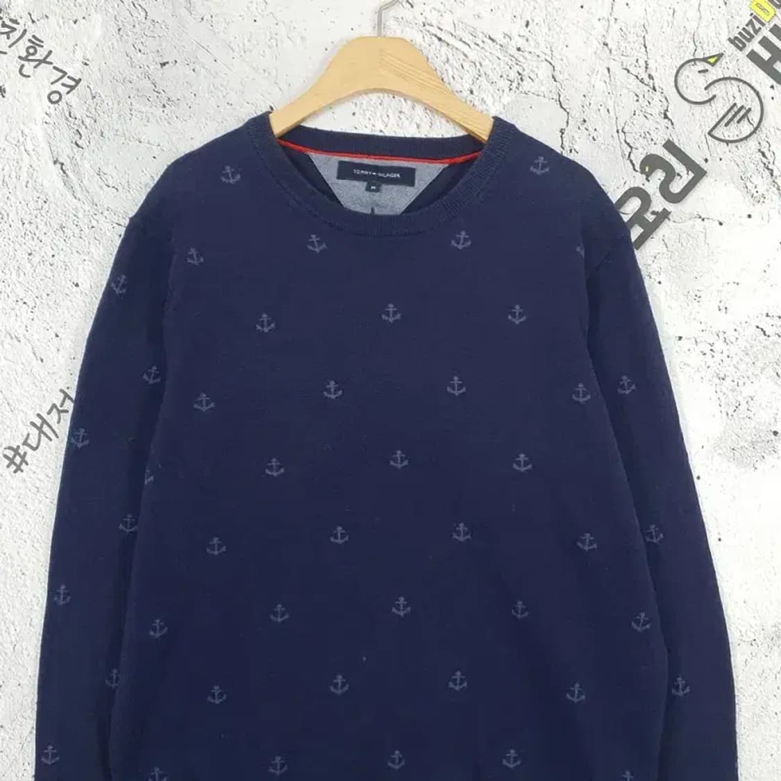 타미힐피거 TOMMY라운드 닻 니트 네이비 M 2400013 상품이미지3