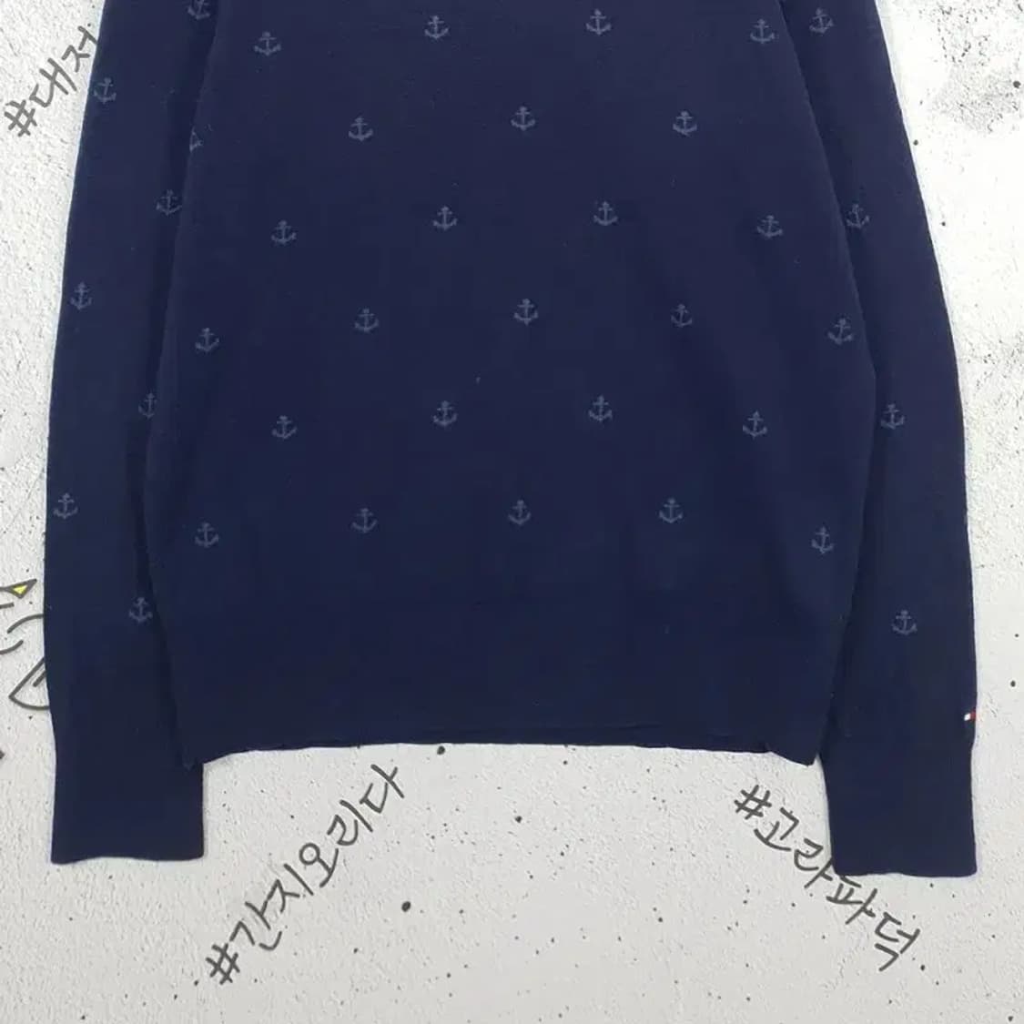 타미힐피거 TOMMY라운드 닻 니트 네이비 M 2400013 상품이미지4
