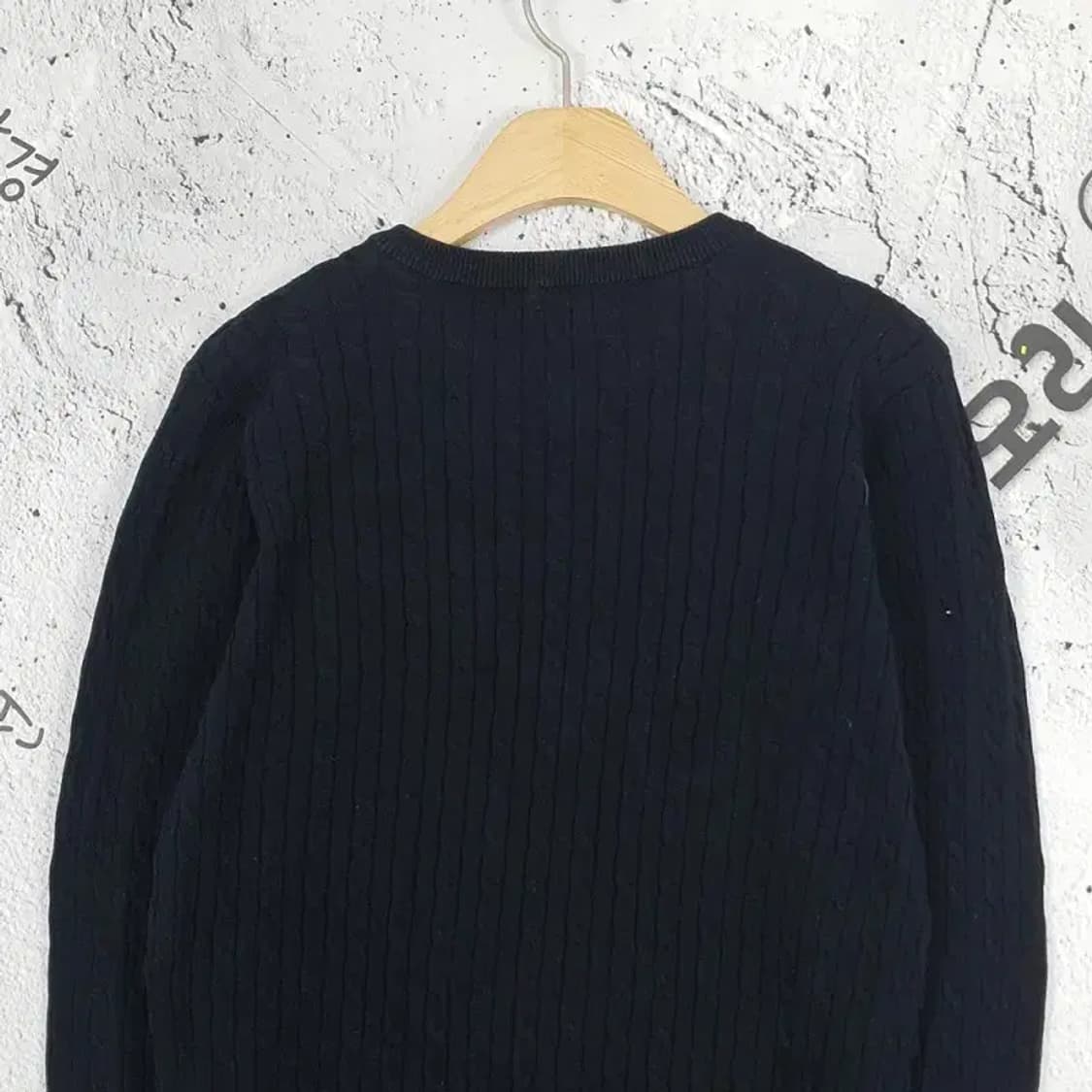 US폴로ESSN POLO 꽈배기 V넥 니트 블랙 S 2400022 상품이미지7