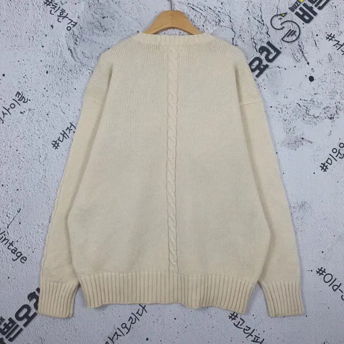 빈폴 Bean Pole 체크 베이지 크루넥 니트 100 2400025 상품이미지2