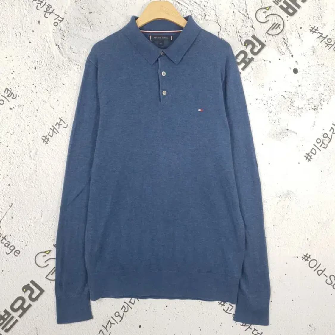 타미힐피거 TOMMY 카라티 니트 네이비 M 2400036 상품이미지1