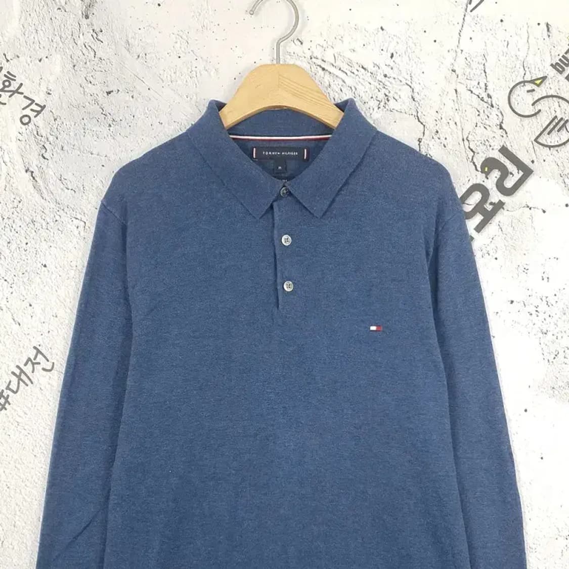 타미힐피거 TOMMY 카라티 니트 네이비 M 2400036 상품이미지3