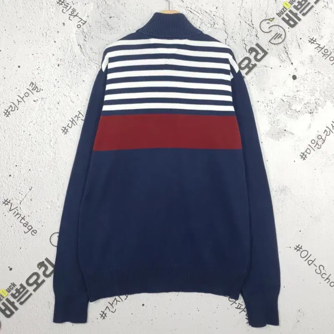 타미힐피거 TOMMY 모크넥  하프집업 니트 네이비 L 2400037 상품이미지2