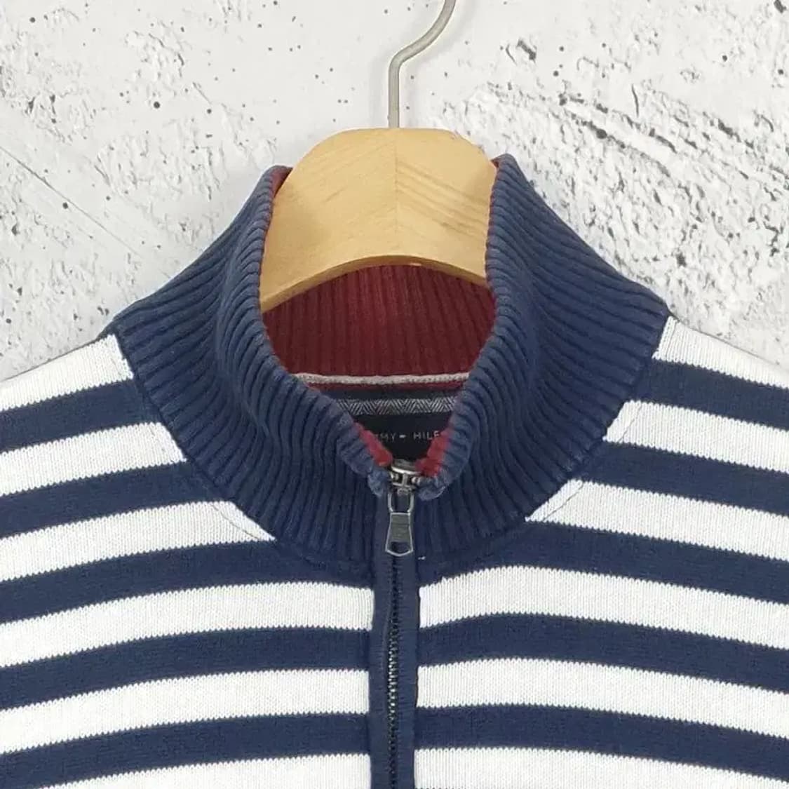 타미힐피거 TOMMY 모크넥  하프집업 니트 네이비 L 2400037 상품이미지5