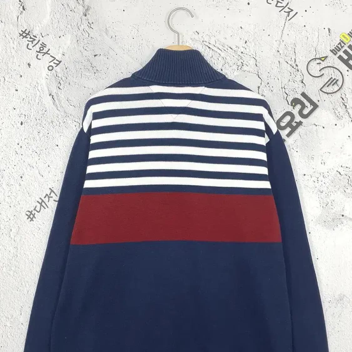 타미힐피거 TOMMY 모크넥  하프집업 니트 네이비 L 2400037 상품이미지6