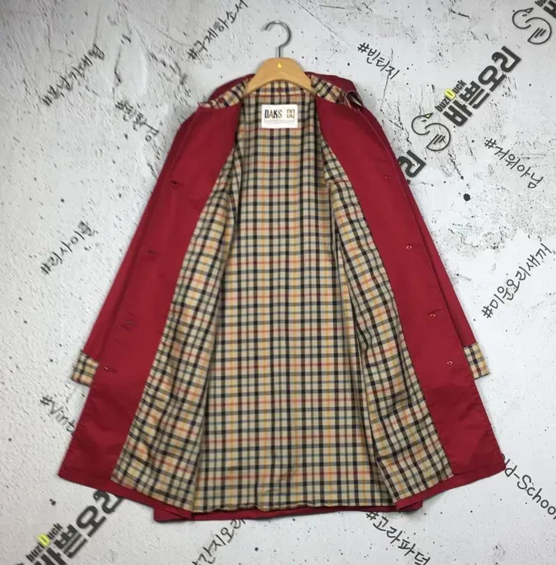 닥스런던 여성 체크 안감 트렌치 코트 레드 L 3200106 상품이미지4