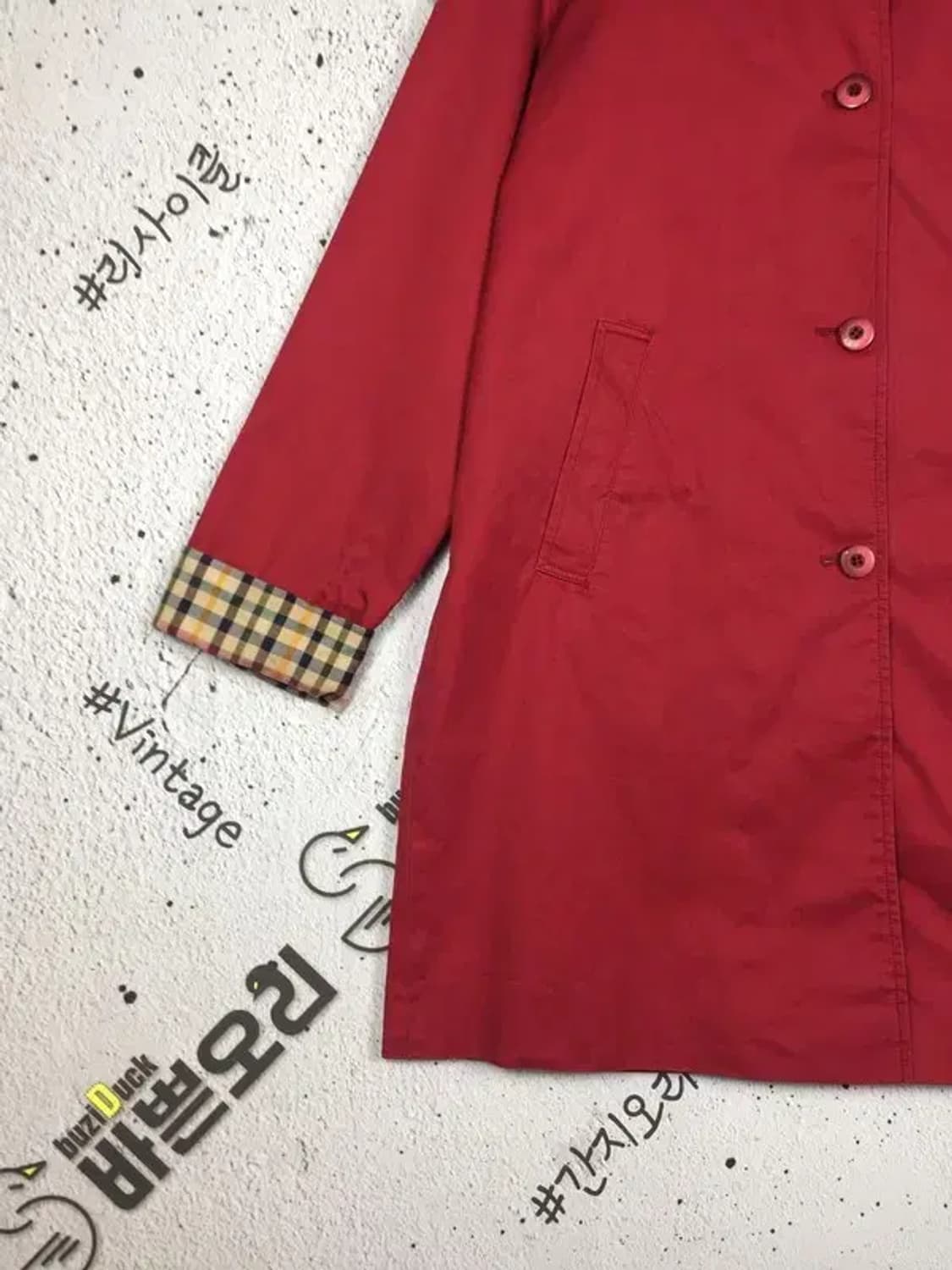 닥스런던 여성 체크 안감 트렌치 코트 레드 L 3200106 상품이미지6