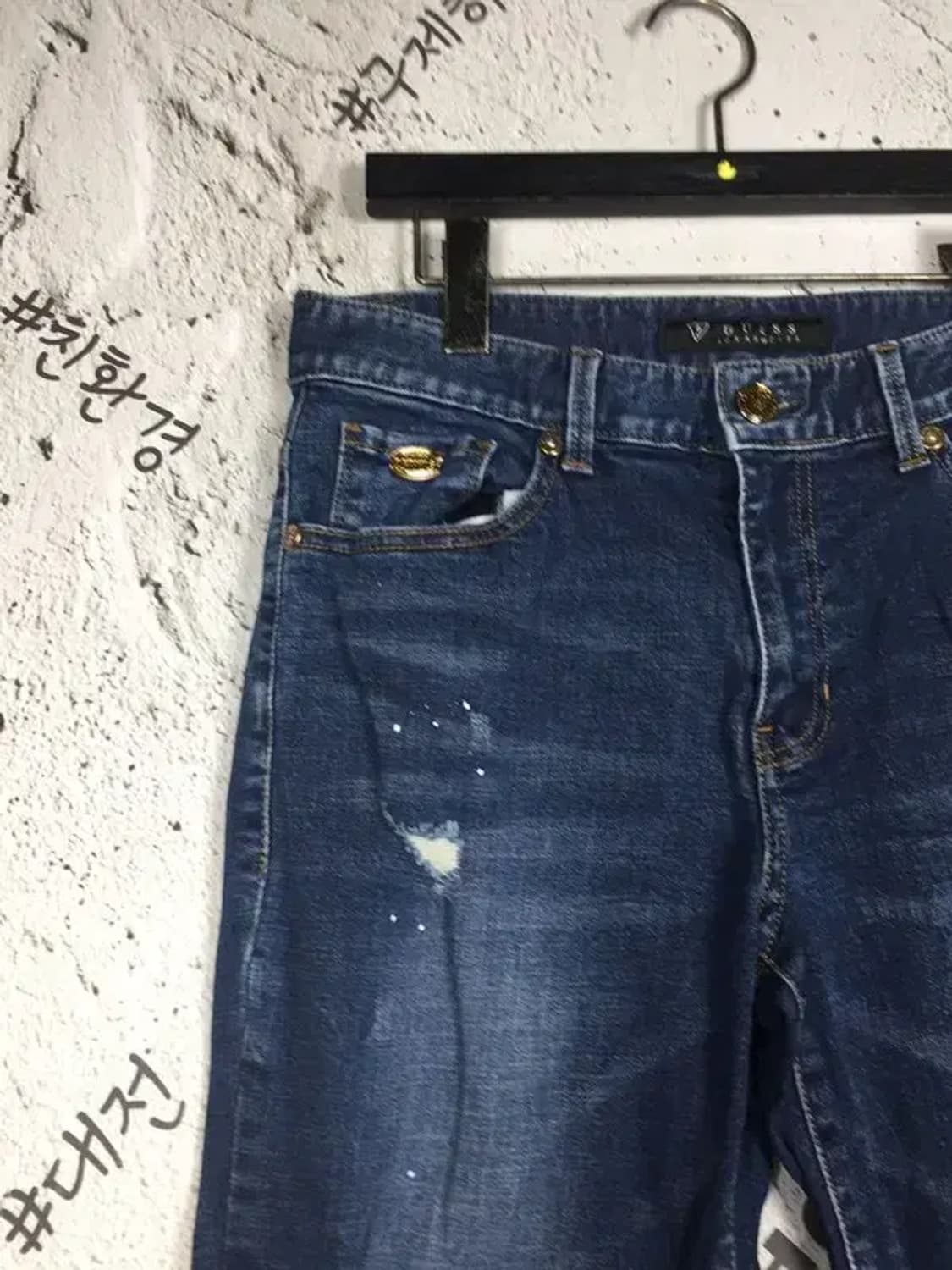 게스 스판 워싱 데님 찢청 청바지 중청 78(31) 4100097 상품이미지5