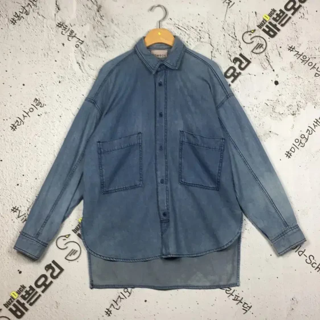 톰보이 여성 빈티지 캐주얼 투포켓 데님 청 셔츠 80 1100408 상품이미지1