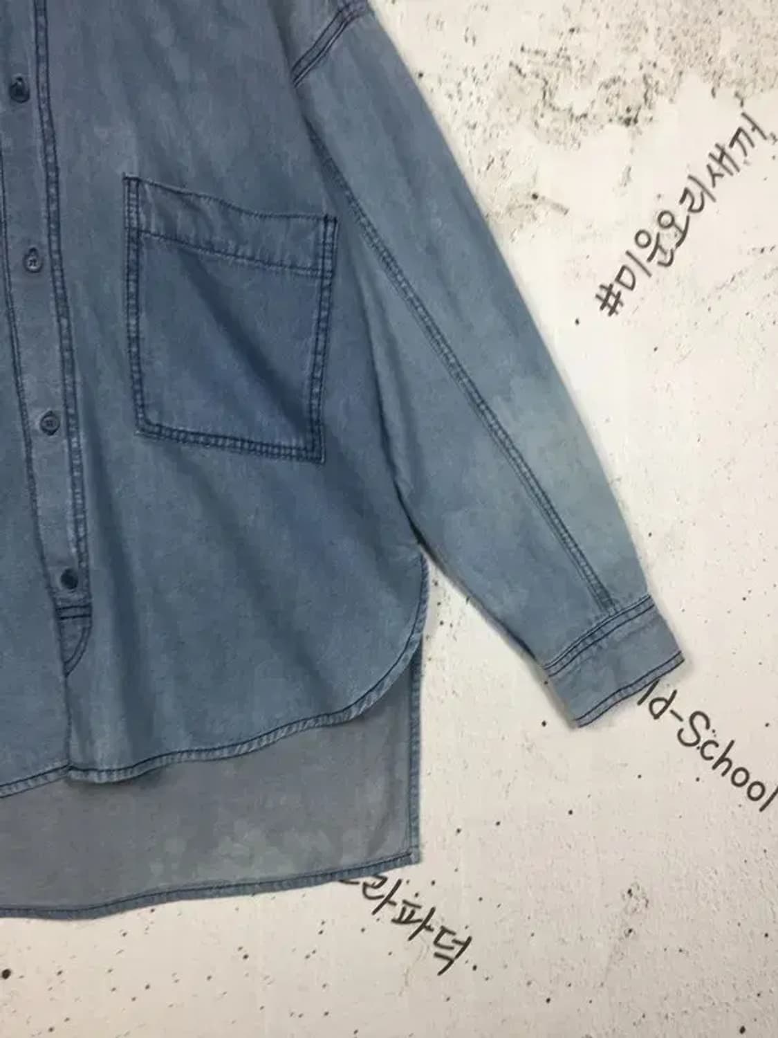 톰보이 여성 빈티지 캐주얼 투포켓 데님 청 셔츠 80 1100408 상품이미지6