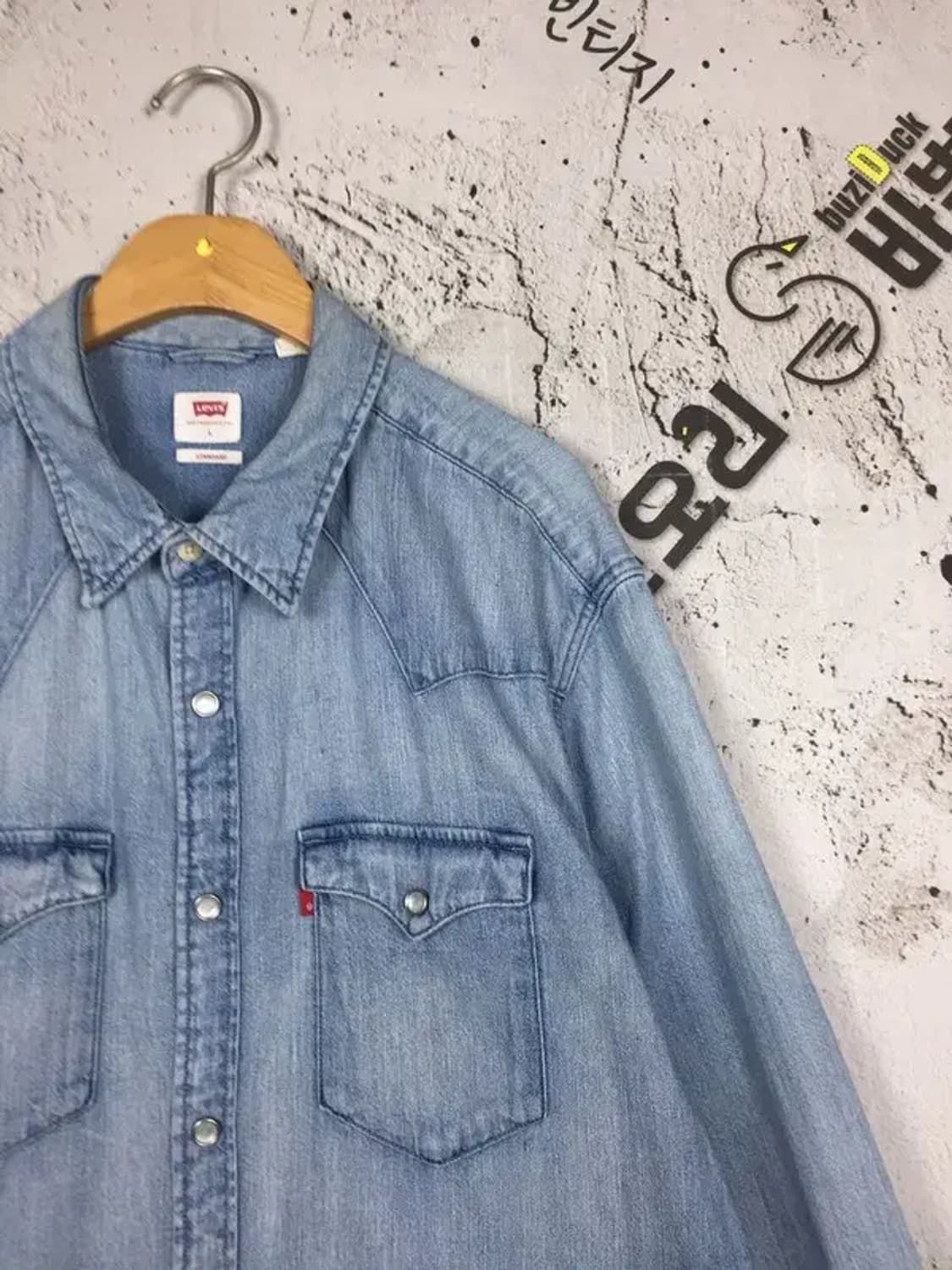 리바이스 스탠다드 웨스턴 데님 셔츠 라이트 블루 L 1100407 상품이미지4