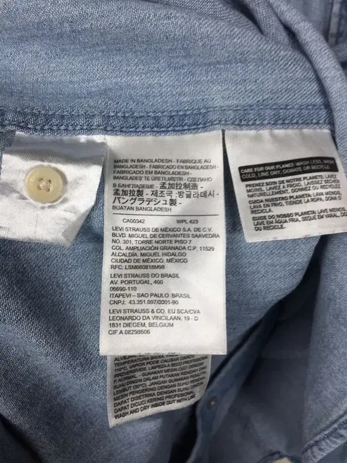 리바이스 스탠다드 웨스턴 데님 셔츠 라이트 블루 L 1100407 상품이미지8