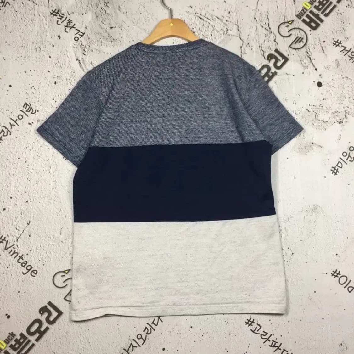 빈폴 컬러블록 라운드 반팔 티 네이비 105 1000534 상품이미지2