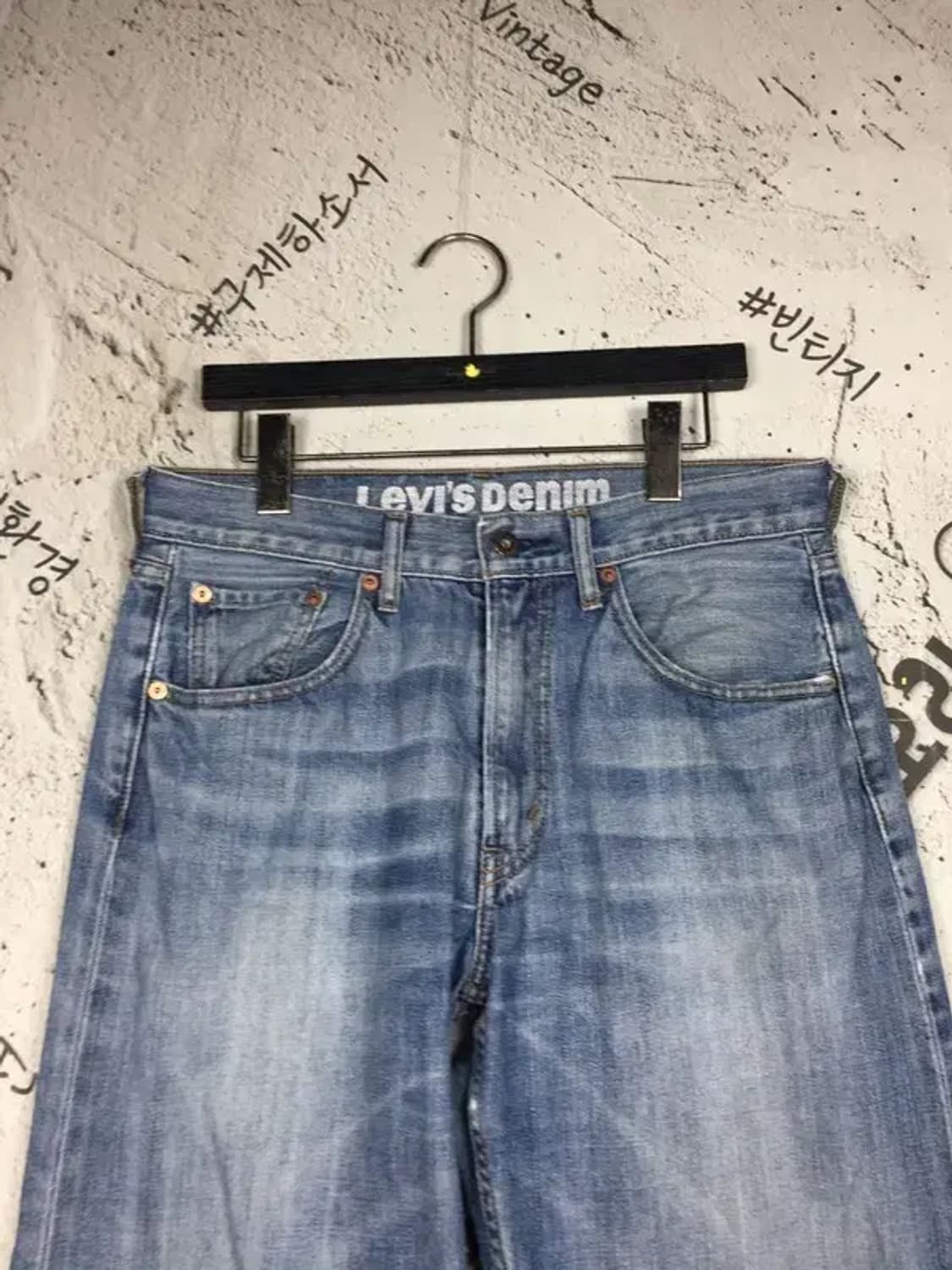 리바이스 604 워싱 데님 청바지 중청 32/34 4100108 상품이미지4