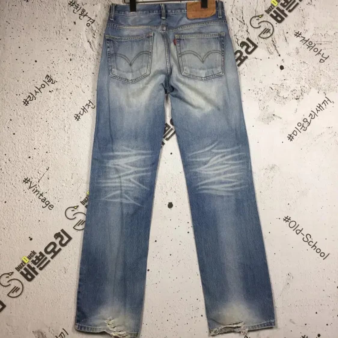 리바이스 US 501 워싱 데님 청바지 중청 W28 L30 4100110 상품이미지2