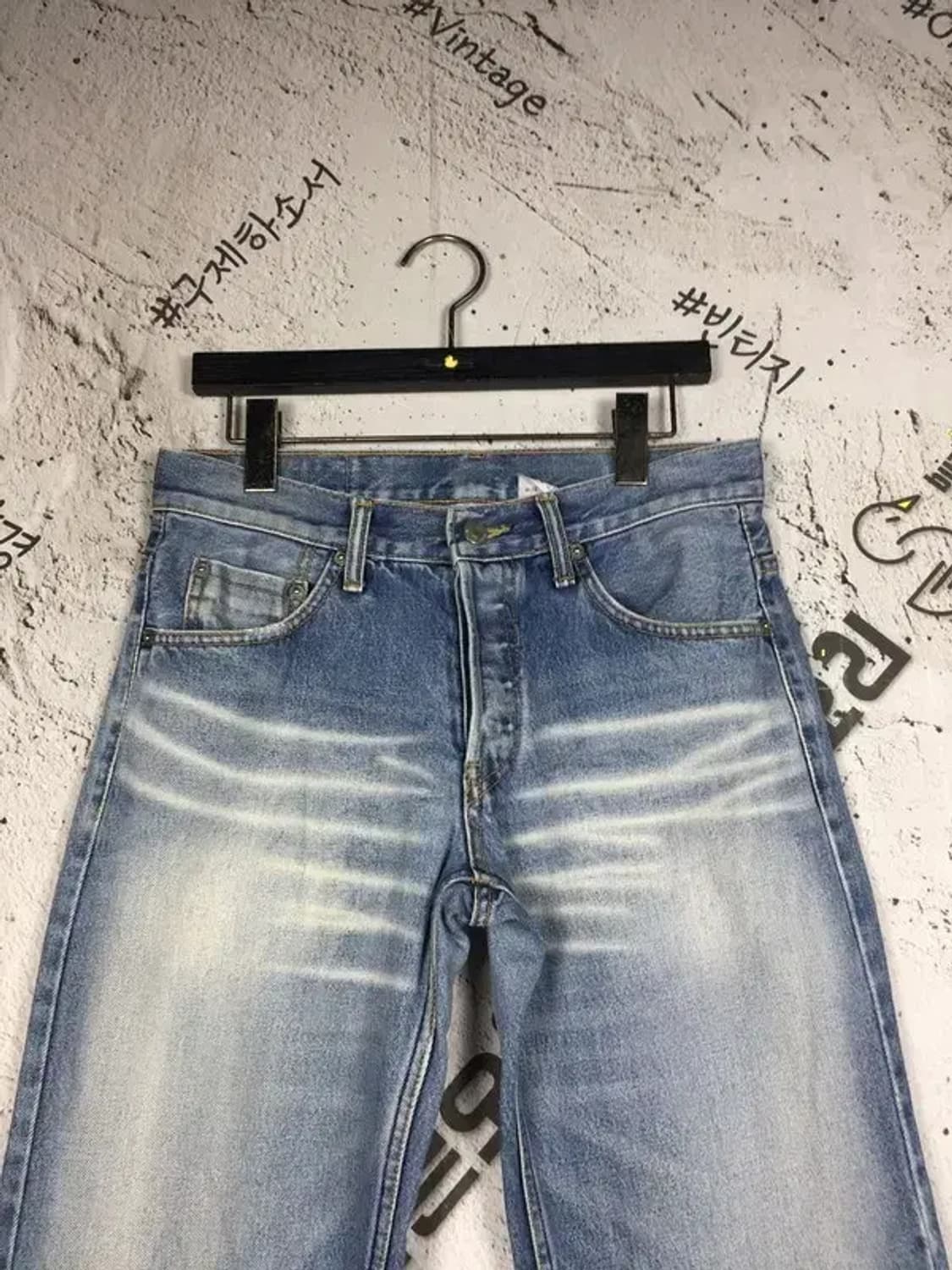 리바이스 US 501 워싱 데님 청바지 중청 W28 L30 4100110 상품이미지3