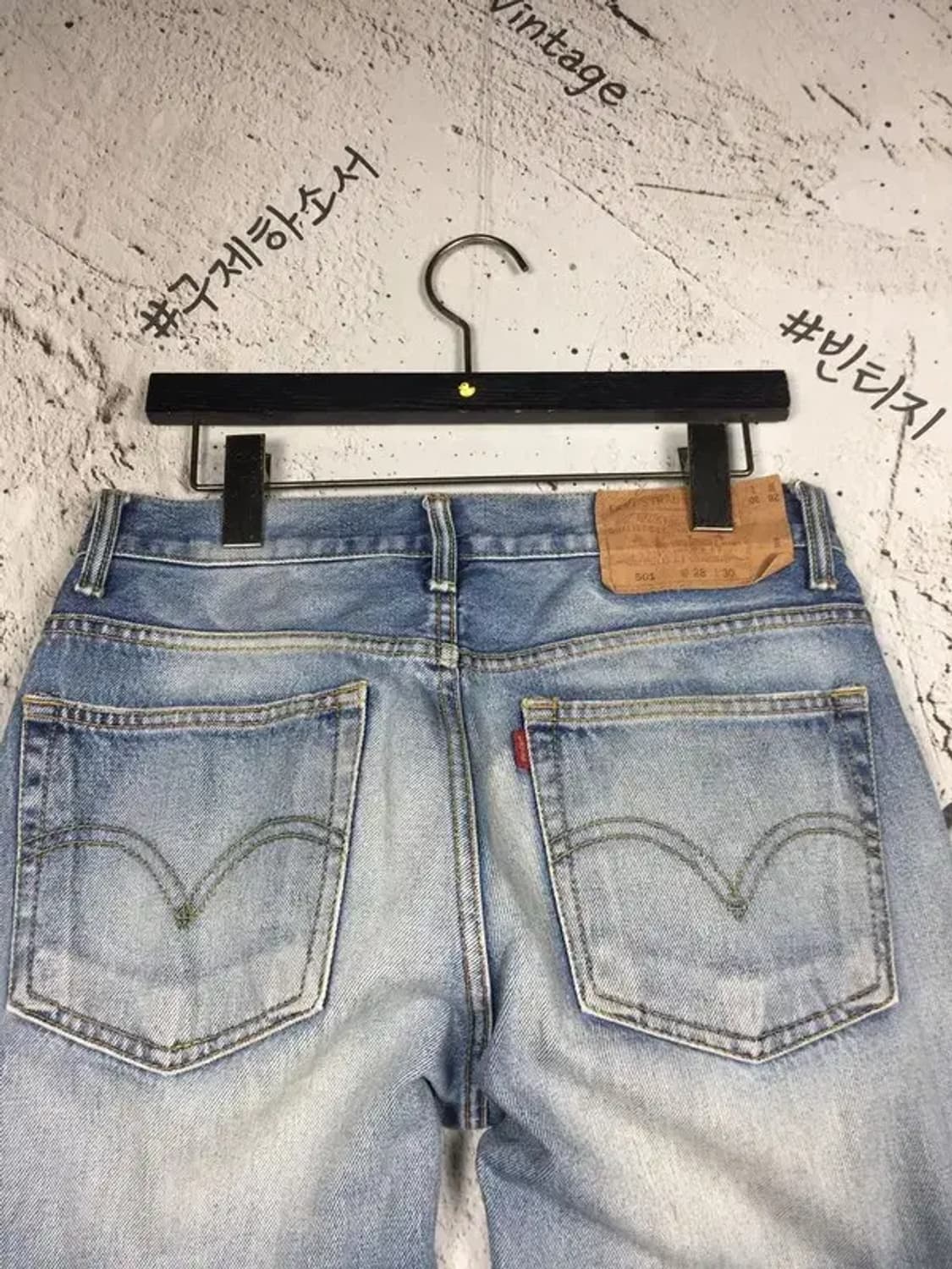 리바이스 US 501 워싱 데님 청바지 중청 W28 L30 4100110 상품이미지7