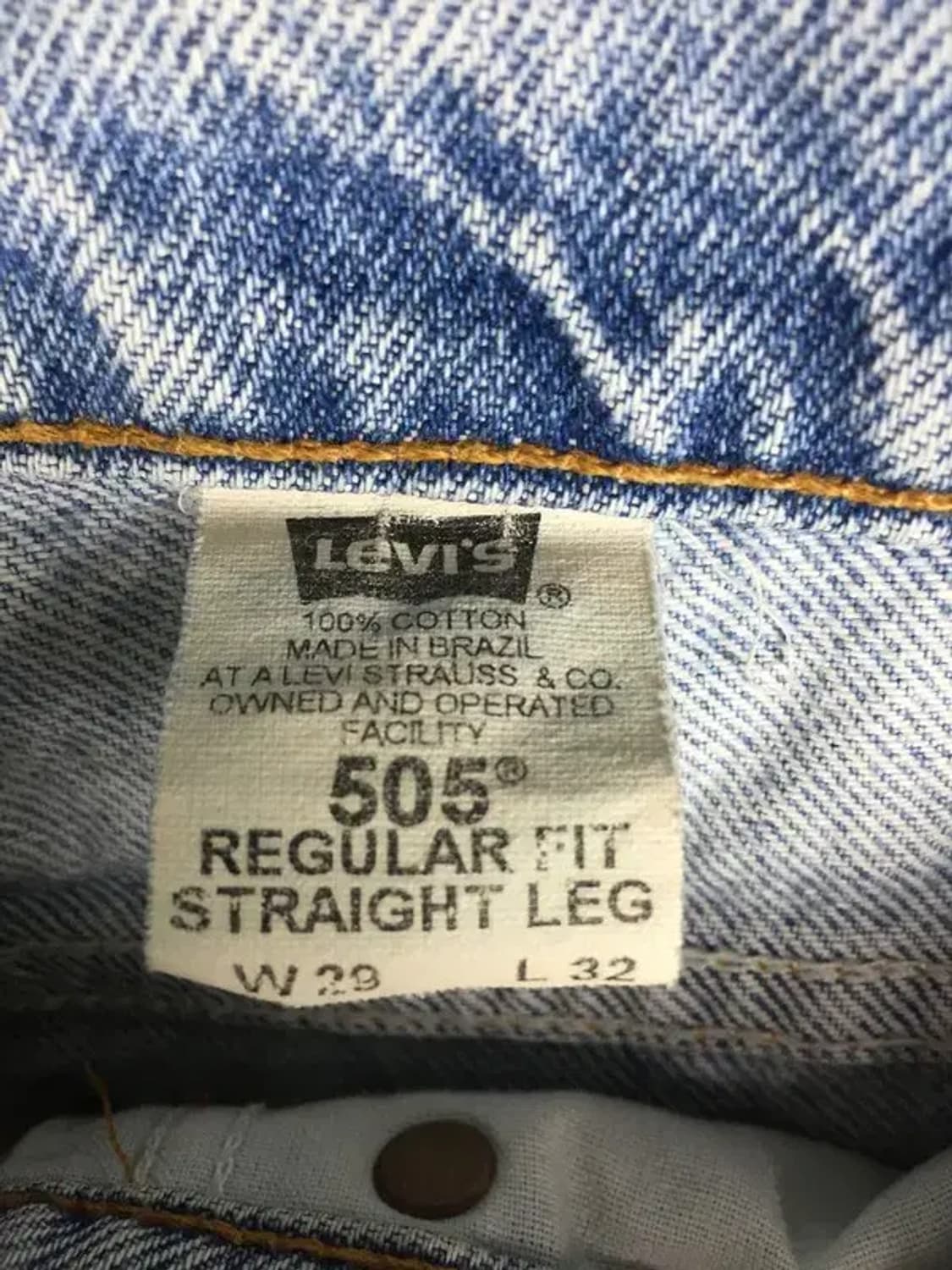 리바이스 505 스트레이트 데님 청바지 연청 W29 L32 4100114 상품이미지10