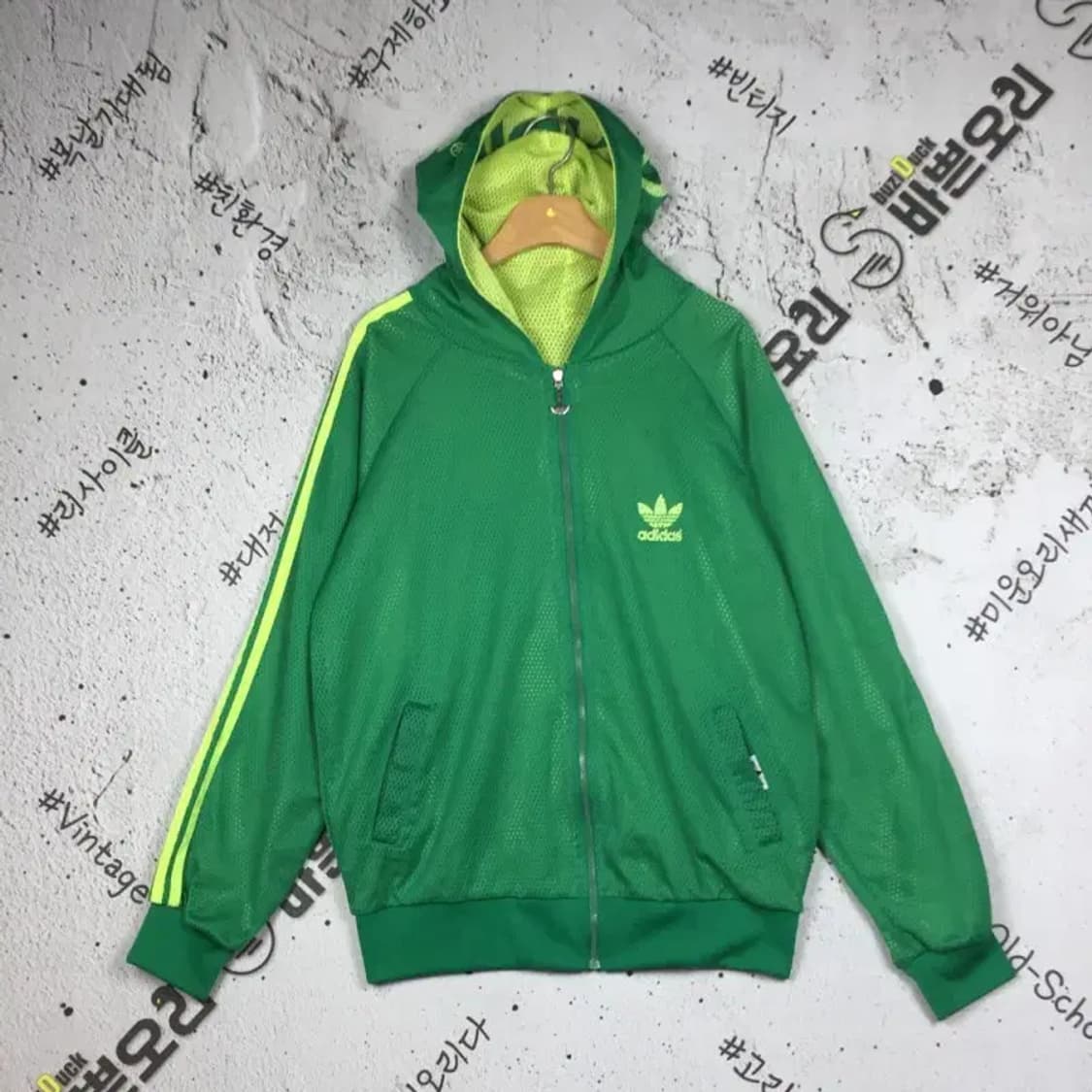 아디다스 더블 메쉬 양면 후드 집업 그린 M 2300256 상품이미지1