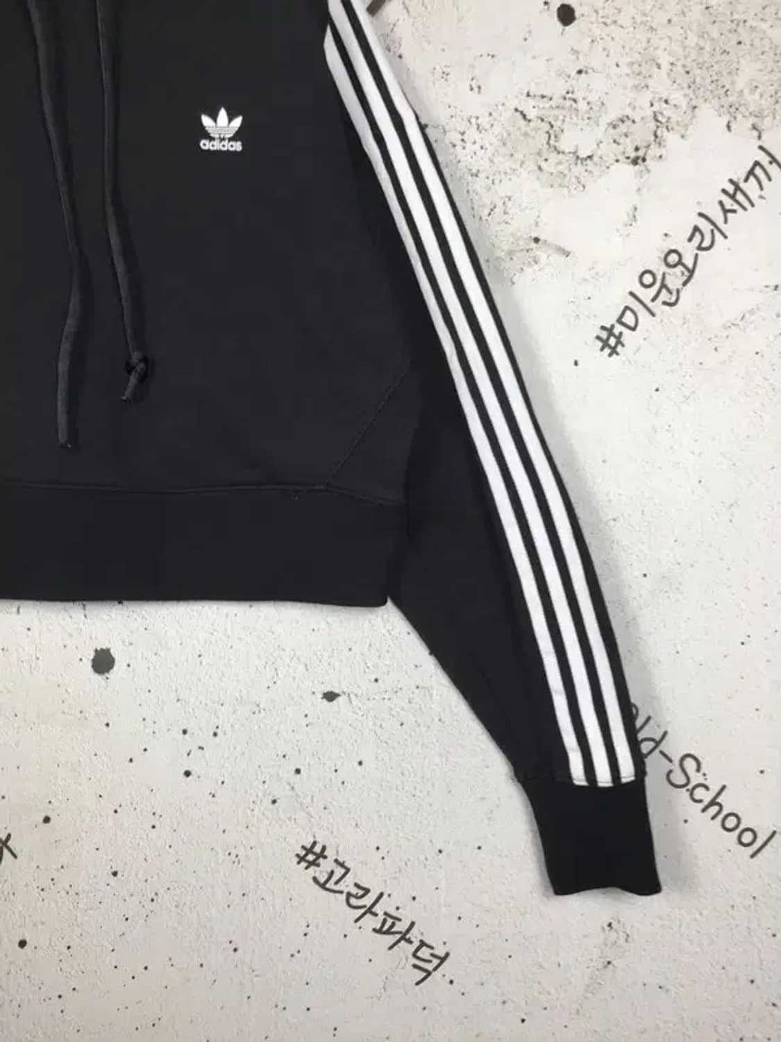 아디다스 여성 크롭 숏 후드티 검흰 블랙 XS 2300259 상품이미지6