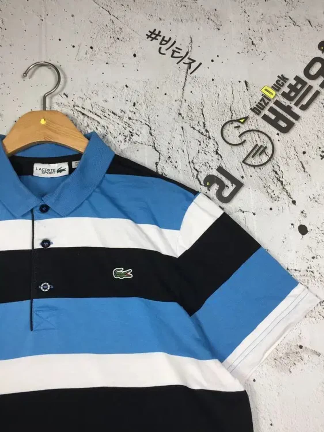 라코스테 반팔 카라 티셔츠 블루 스트라이프 105 1000575 상품이미지4