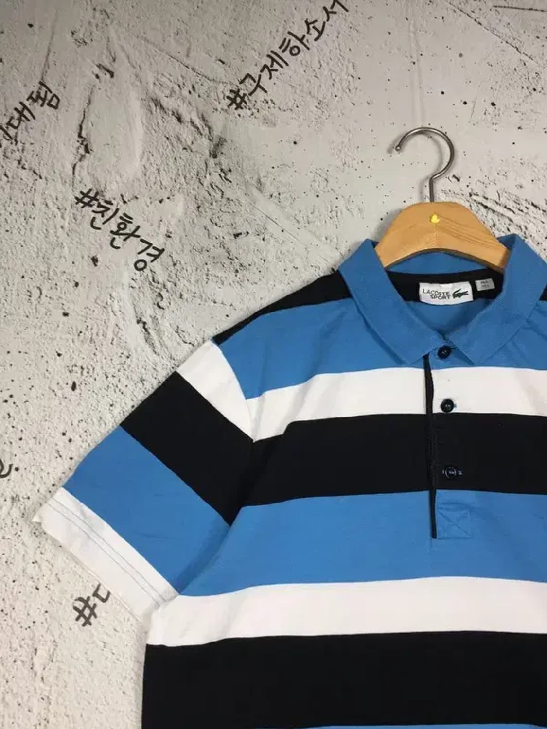 라코스테 반팔 카라 티셔츠 블루 스트라이프 105 1000575 상품이미지5